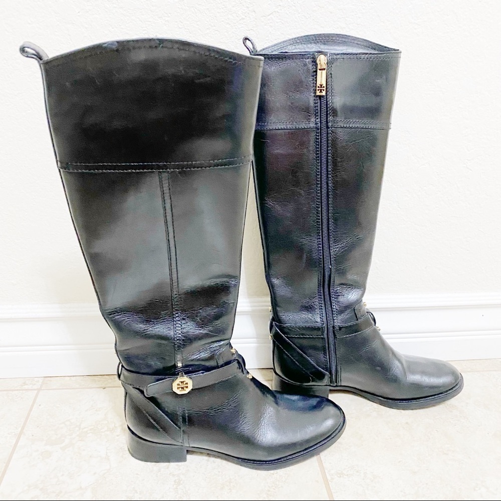 Tory Burch Brita black leather riding boots size 5.5 - Picture 6 of 12
